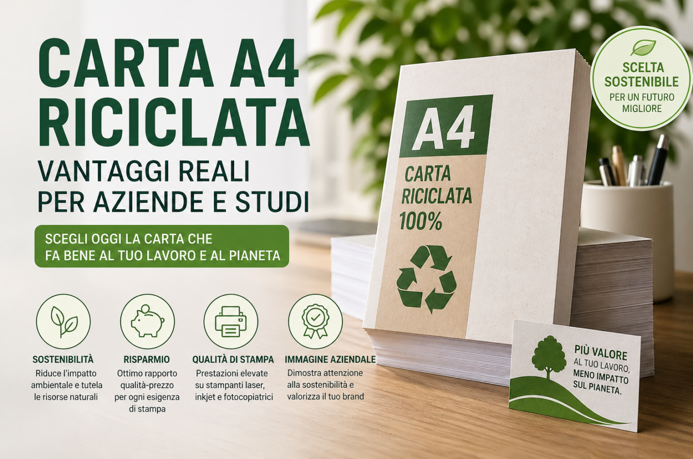 Carta A4 riciclata vantaggi reali per aziende e studi
